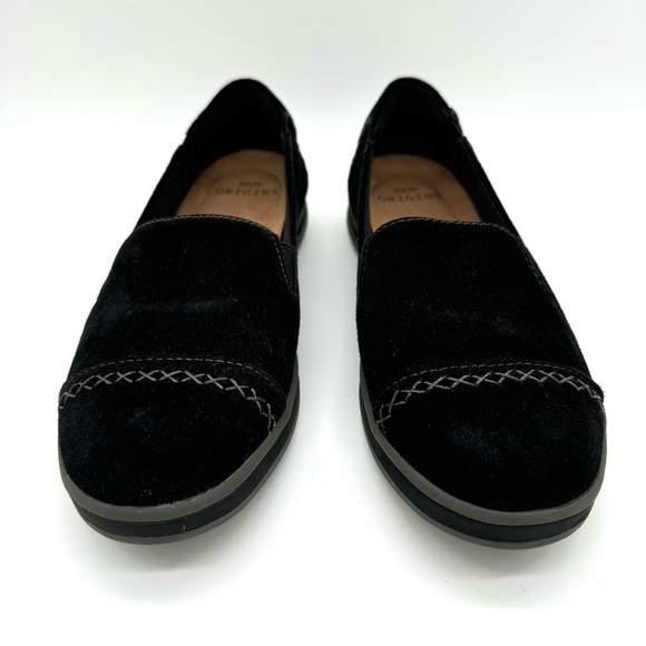 Earth Origins Black Suede Slip On Comfort loafers - Britt - Picture 2 of 8
